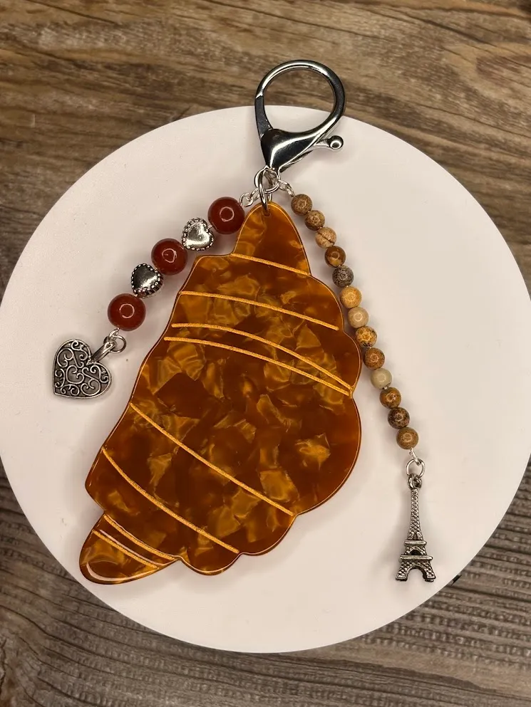 Croissant keychain — handmade keychain by Beadiverse