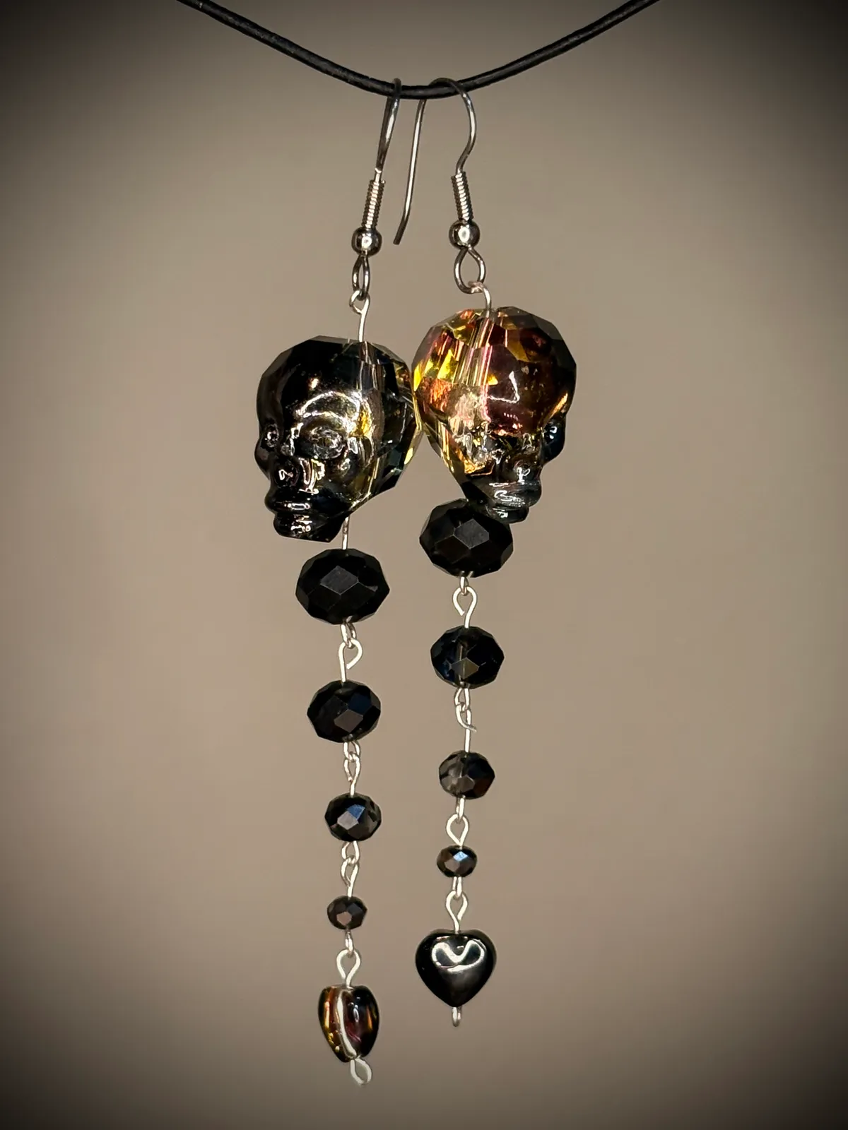 Black death earrings — handmade earrings by Beadiverse